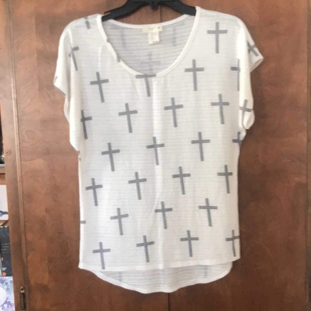 Love J USA Cross Pattern Lightweight Blouse